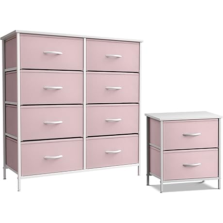 Sorbus Nightstand and Kids Dresser Set - Pink Storage Solution
