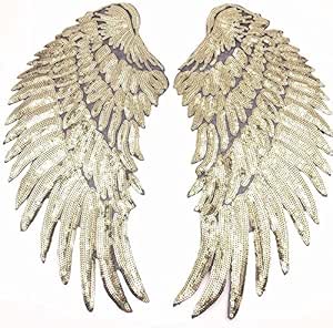 Lorigun 1 Paire D'écussons à Coudre à Paillettes Scintillantes Ailes