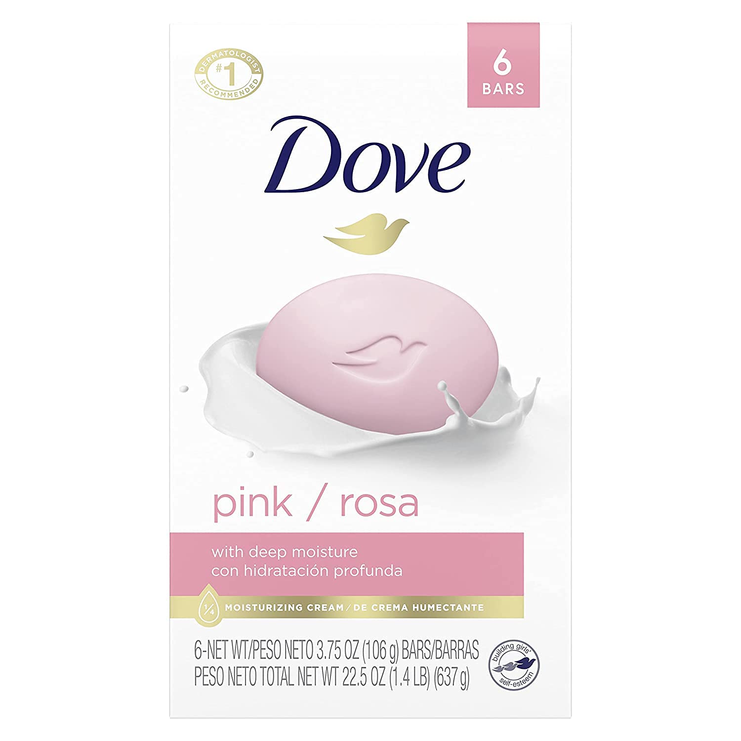 Dove Beauty Bar Gentle Cleanser For Softer and Smoother Skin Pink More Moisturizing Than Ordinary Bar Soap 3.75 oz Pack Of 6 (USA)