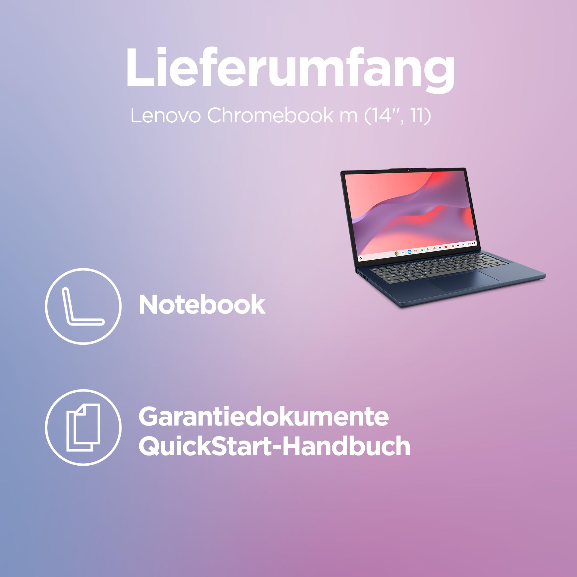 Lenovo Chromebook Laptop | 14" WUXGA Display | MediaTek Kompanio 540 | 4GB RAM | 128GB SSD | ARM Mali-G57 MC3 Grafik | ChromeOS | QWERTZ | exkl. Farbe in Cosmic blau | 3 Monate Premium Care