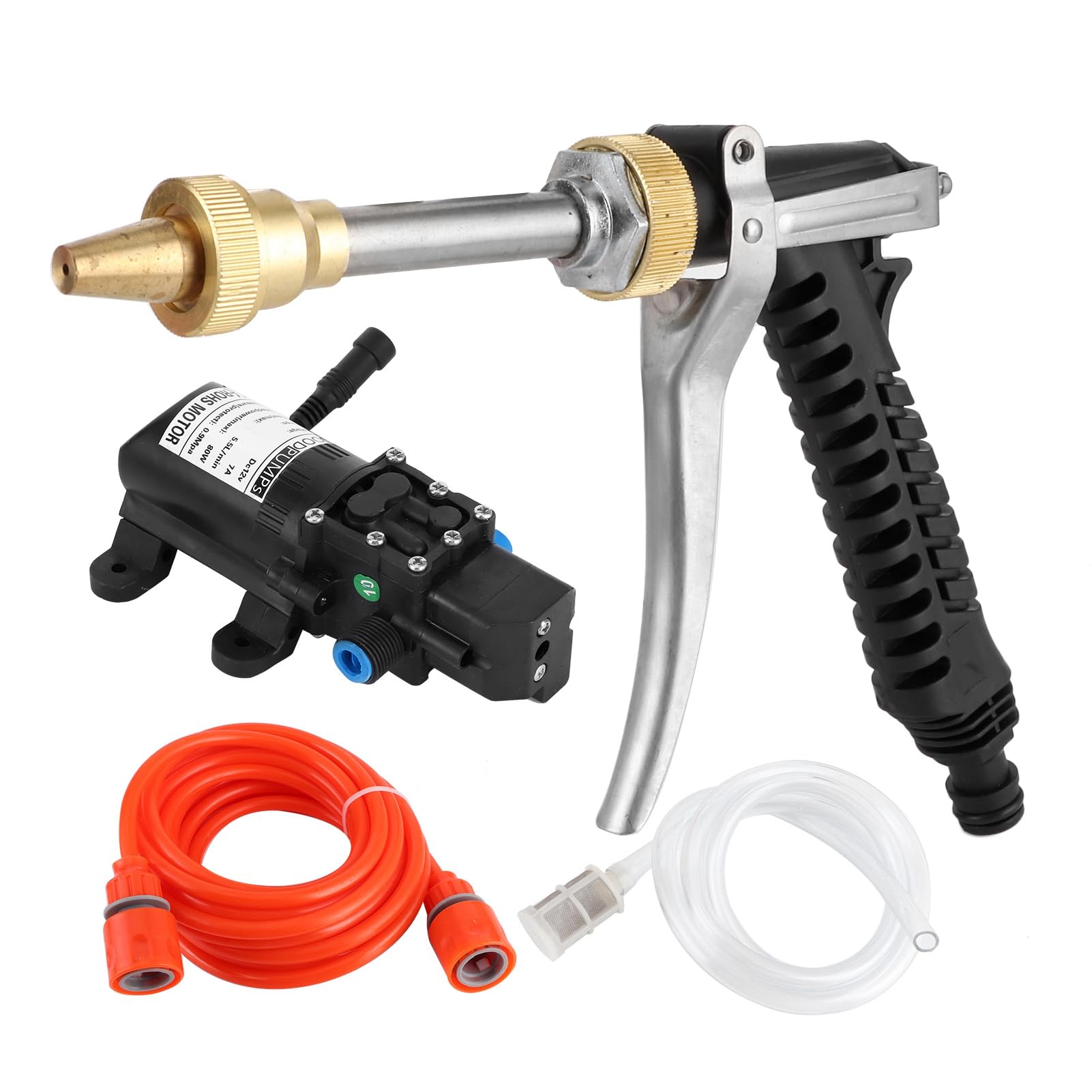Idropulitrice Portatile 12V 130PSI, Pompe Alta Pressione Kit Tubo Pistola Acqua 80W Lavaggio Auto, Materiale Premium Pompa Autoaspirante Motore DC, per Pulizia Auto Casa G