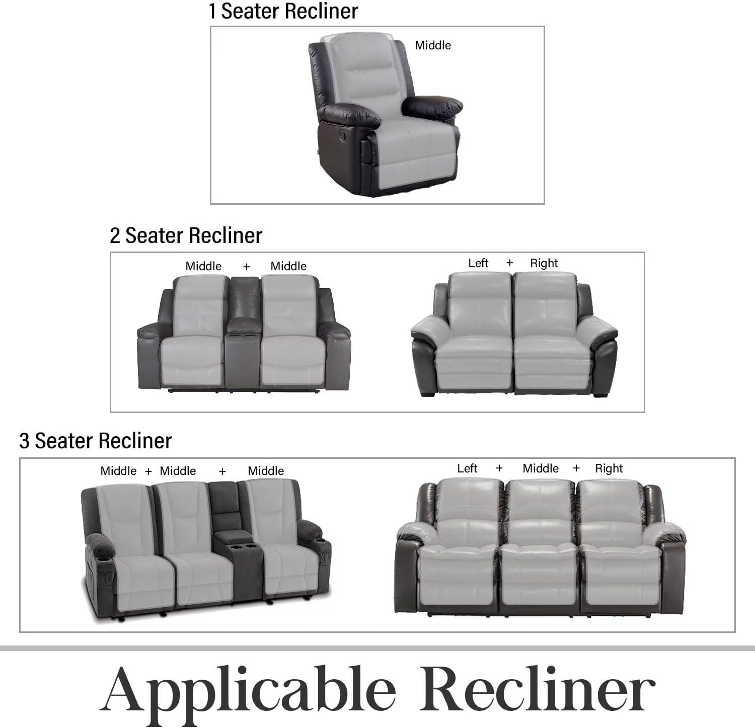 TOMORO Funda de sofá reclinable antideslizante, 100% impermeable, protector de muebles, funda de sofá lavable con correas elásticas para perros y