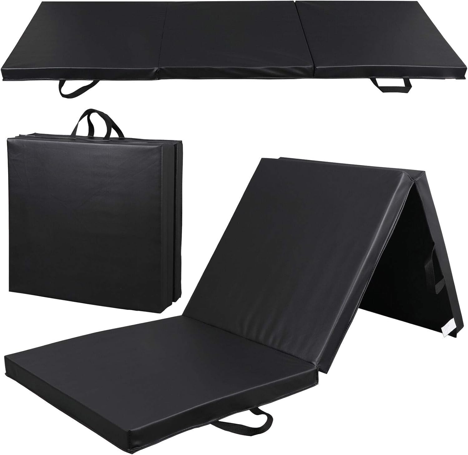 Exercise Mat Tri-Fold Yog Mat with Carrying Handles for MMA, 2" Thick Exercise Mat for Gymnastics and Home Gym Protective Flooring