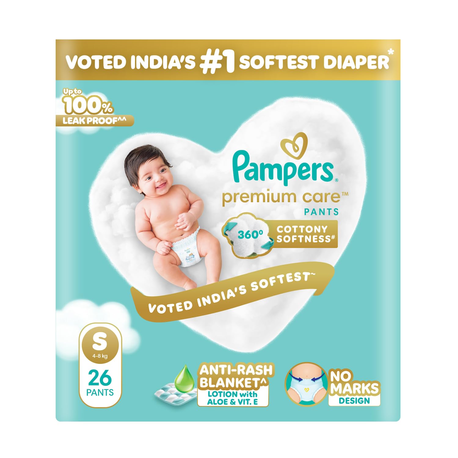 Pampers Premium Care Pant Style Baby Diapers, Small (S), 26 Count, 4-8 kg, All-in-1 with 360 Cottony Softness Diapers-picture-36