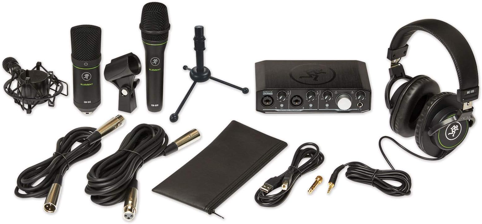 Producer Bundle with Onyx Producer interface, EM89D dynamic mic, EM91C condenser mic and MC-100 headphones.