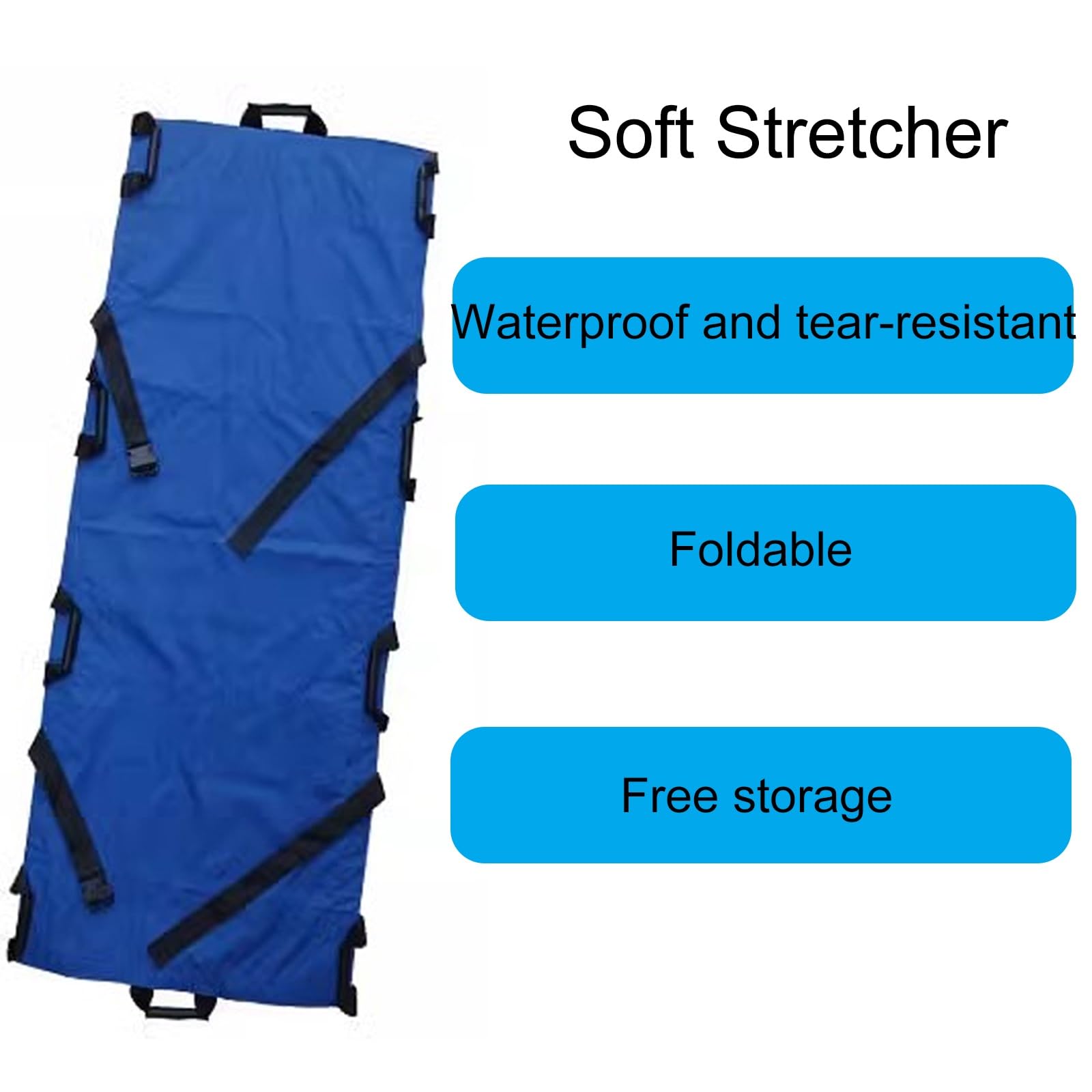 Brancard Souple Portable et Pliable, Brancard d'ambulance de Secours, Brancard de Recherche et de Sauvetage, Brancard de montée et de Descente avec Sac de Transport(8 Handles)