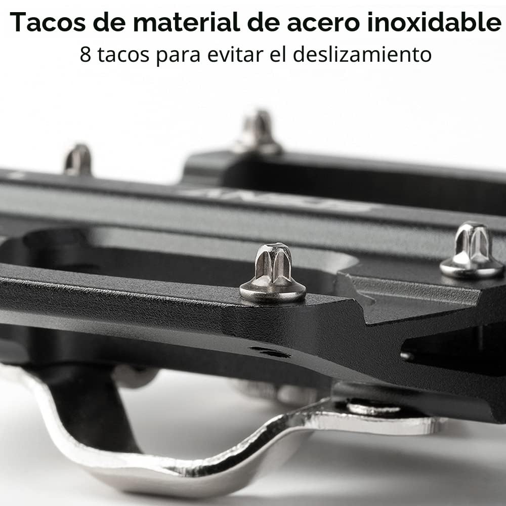 Pedales de Bicicleta de montaña, 3 rodamientos Pedales de Bicicleta Plataforma Pedales Planos de Bicicleta Pedales de 9/16" Pedales MTB Negros Pedales de Bicicleta de Metal