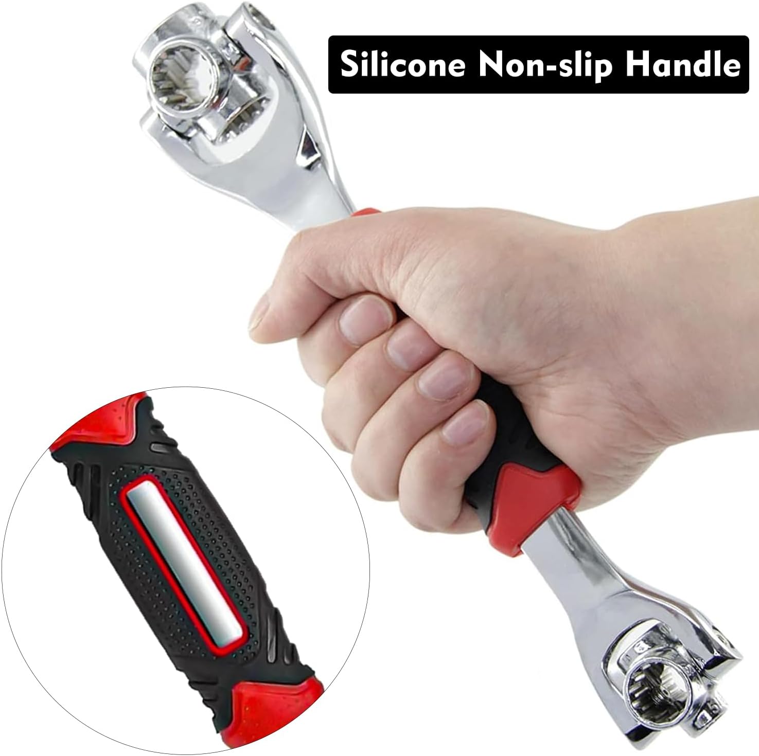 48 in 1 Socket Wrench, Universal Stainless Steel Multifunction Wrench with 360 Degree Rotating Head, Spanner Tool for Home, Car, Bicycle Repair