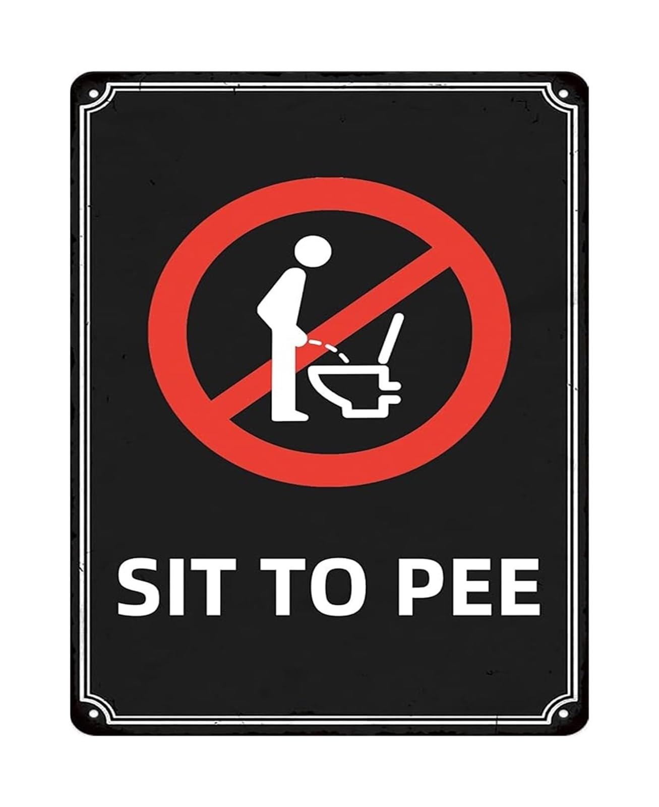 NWPNLXEA Man Cave or Bathroom Sign Humorous Be Seated Reminder Vintage Metal Tin Sign Wall Decor 8 X 12 in