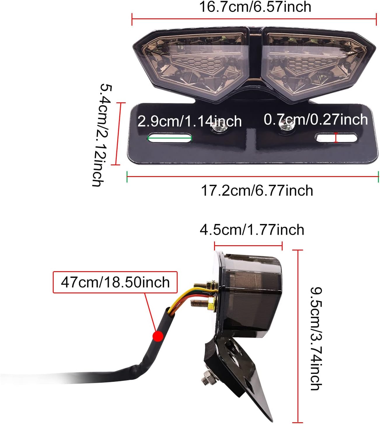 Motorcycle Tail Light Brake Stop Light with Bracket, Motorcycle LED Rear Tail Light 12V Universal for Motorbike SUV ATV Electric Vehicles