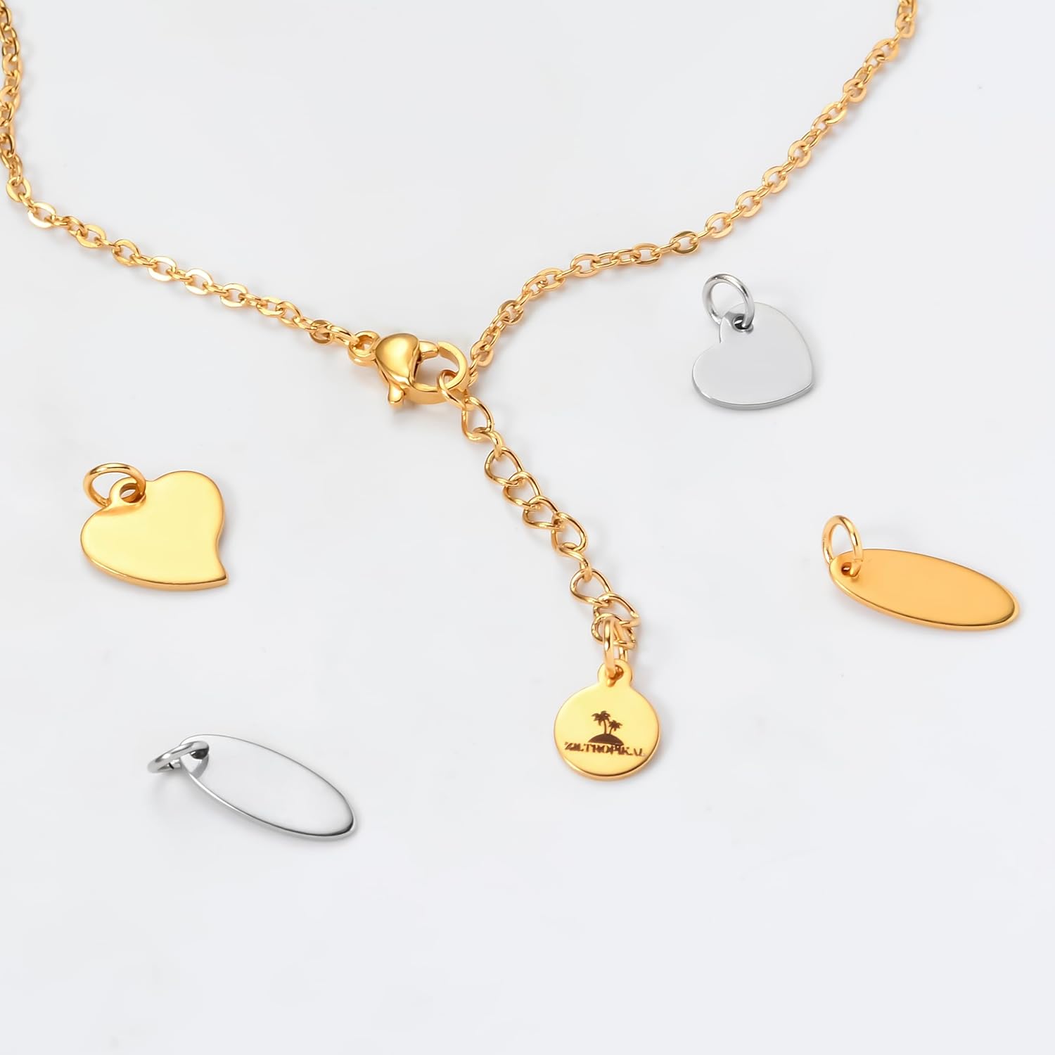 MeiceM Custom 30/100Pcs Charms Logo Personalized Jewelry Charms for Bracelet Charms for Jewelry Making Various Shape Tags Laser Engrave Labels for Necklace Tags - Image 5