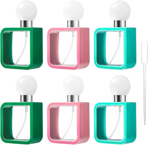 LUTER 6 botellas de aerosol, 1.4 fl oz, atomizador de perfume cuadrado de moda de plástico recargable, botellas de spray fino para viajes, cabello,