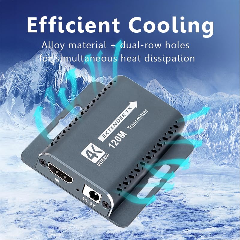 HDMI Extender 400FT with POC 1080P@60Hz,HDMI Over Ethernet, HD MI Over CAT5e/CAT6,HD to RJ45 Converter by UTP Cat5e/6/7 OFC Cable with 5V Power Adapter,Support EDID