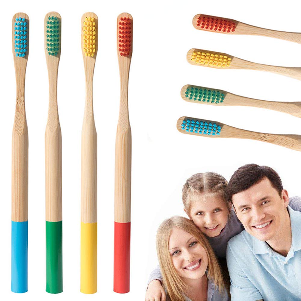 50 PZ Spazzolini da denti in bambù con setole morbide, Spazzolini senza BPA, Set di spazzolini da denti in bambù naturale eco-friendly, spazzolini da denti in carbone biodegradabili e compostabili