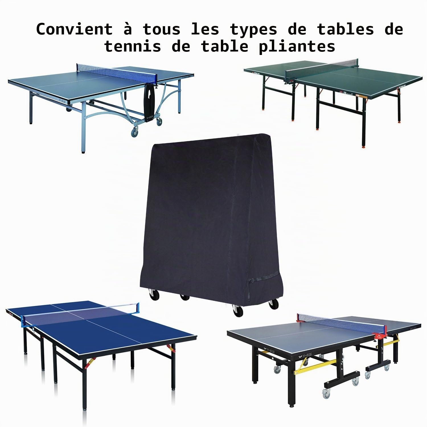 Housse de table de ping-pong imperméable Noir 185 x 70 x 165 cm