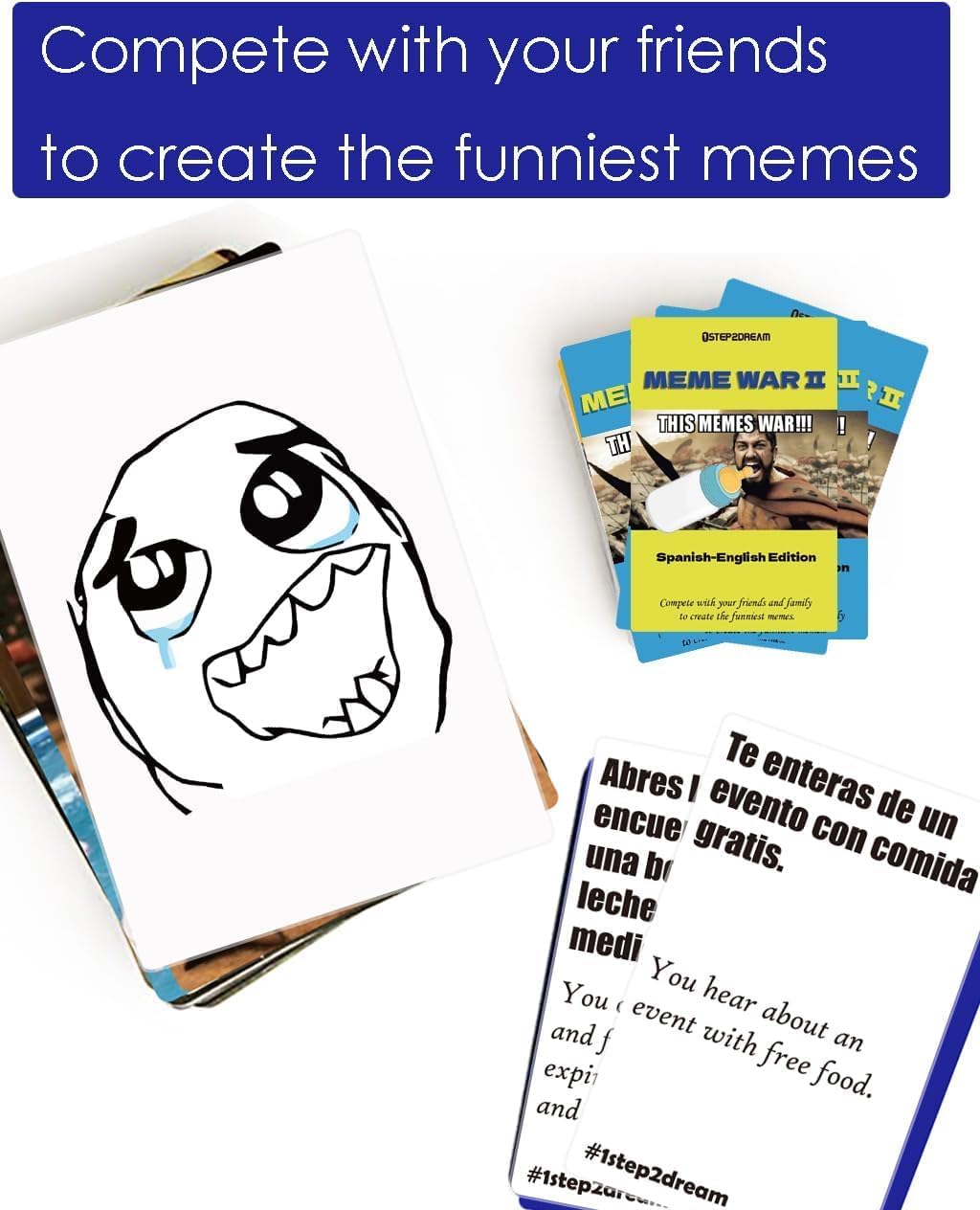 Spanish English Bilingual Meme Card Game - Fun Battle of Wits for Parties & Family | Humor Board Game for Teens & Adults | Group Play up to 5 Players