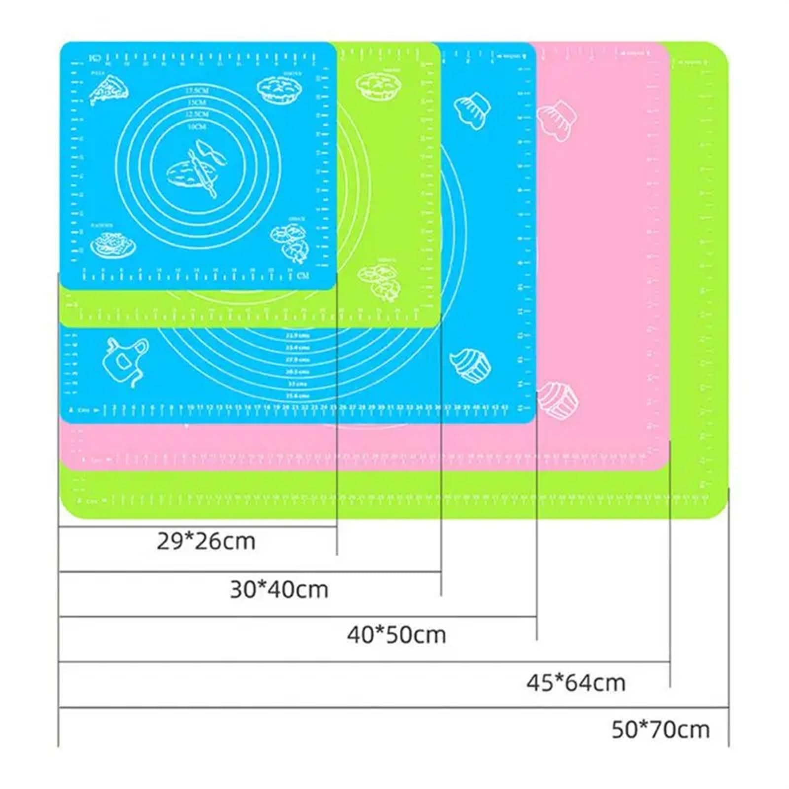 Antihafte rutschfeste Backunterlage Silikon Backmatte Küche Kneten Teig Backmatte Kuchen Gebäck Antihaft-Rollteig Pad Backzubehör und Werkzeuge (Color : 05, Size : 50x70)