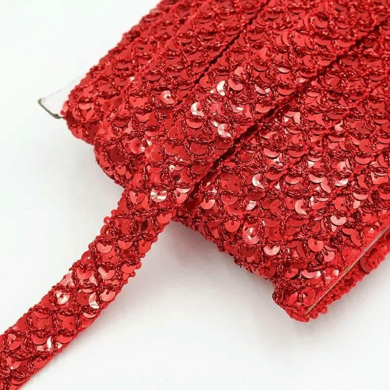 Sequin Ribbon Trimming, 20mm Sequin Ribbons Lace Trim Multicolor 2-10 Meters for Sewing Wedding Party Decoration(Silver,2Meters)