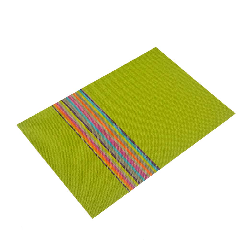Scf2017 Green 6Pcs Vertical Stripe Pattern Pvc Placemats For Kitchen Dining Table,Heat Resistant Table Mats,45X30cm,