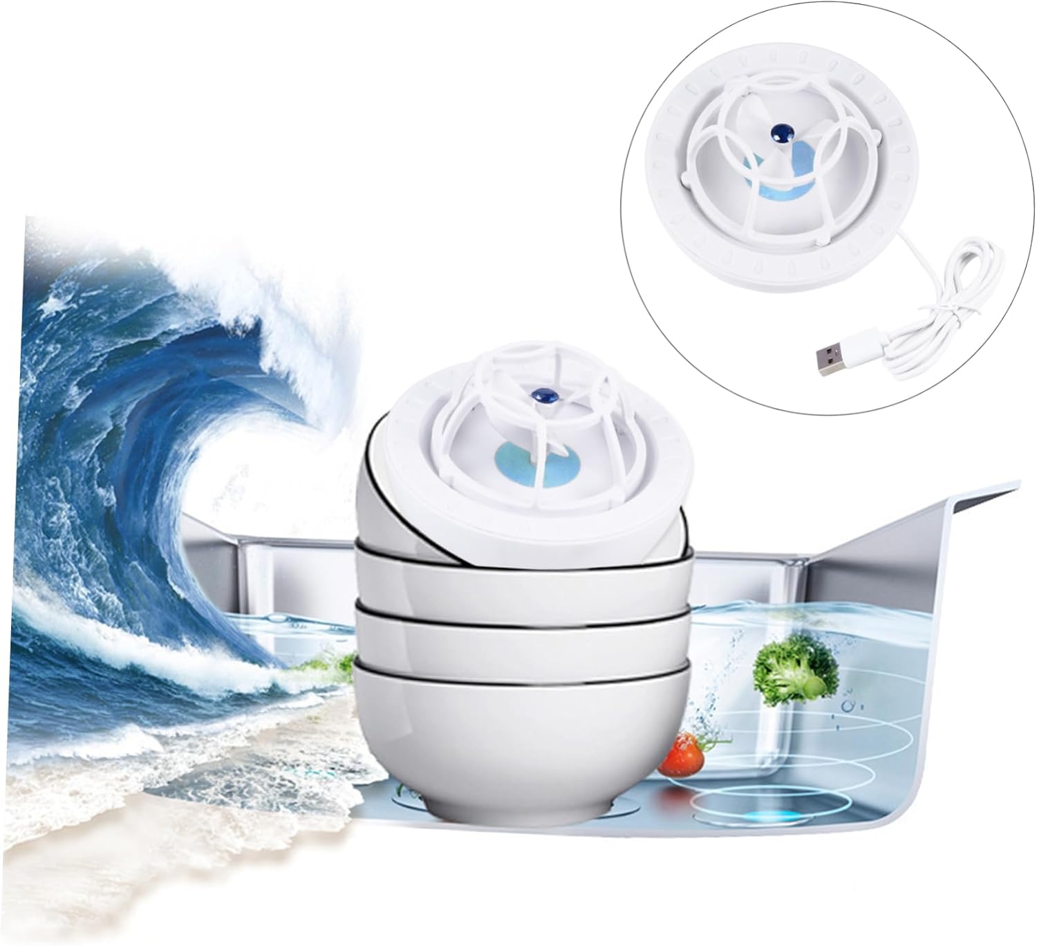 NUOBESTY Multi-Function Portable Dishwasher USB Installation-Free Small Washing Machine for Travel Compact and Lightweight Dish Washer