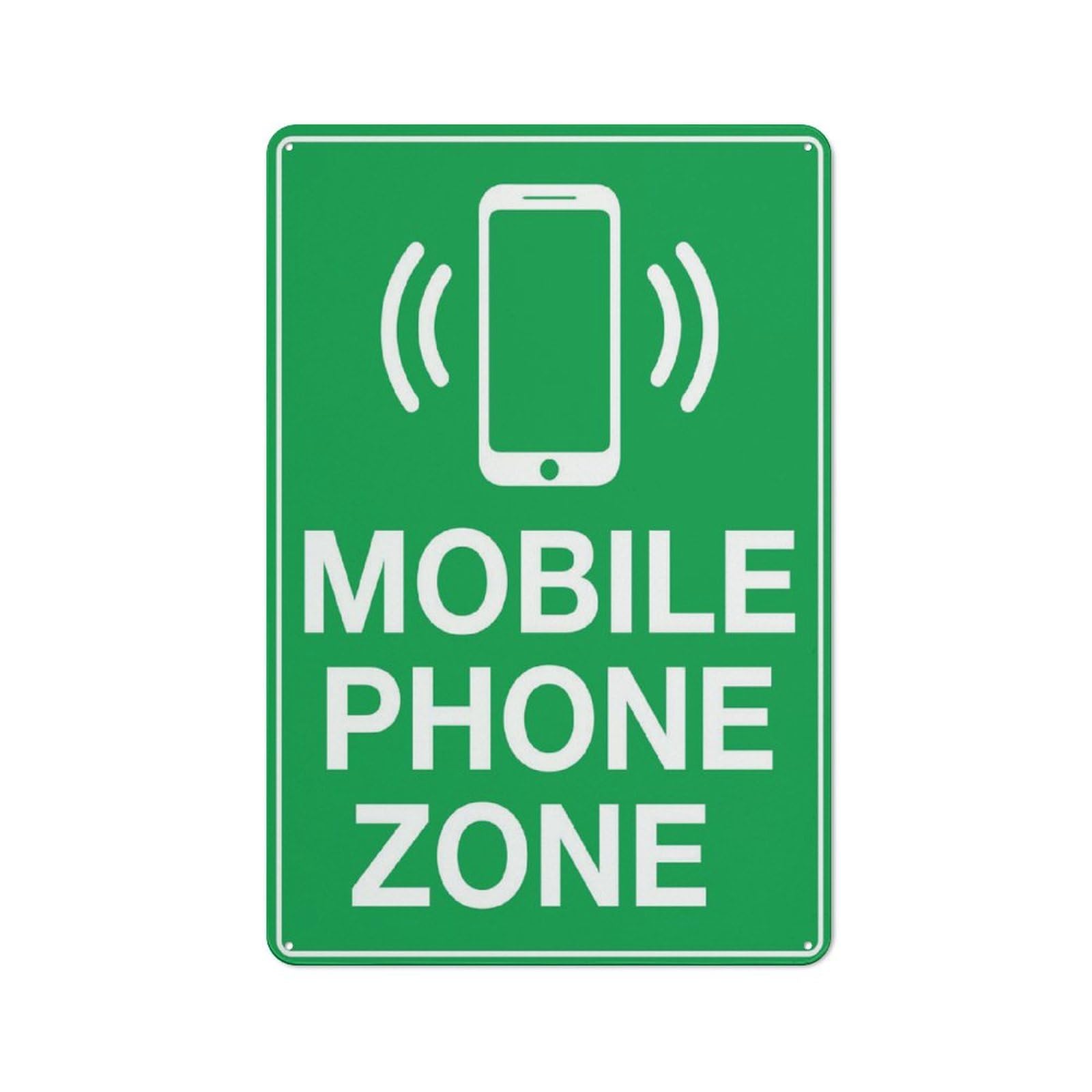 Mobile Phone Zone Sign, 8x12 Inch Outdoor Metal Sign for Business, Workplace, Office, Home, Garden