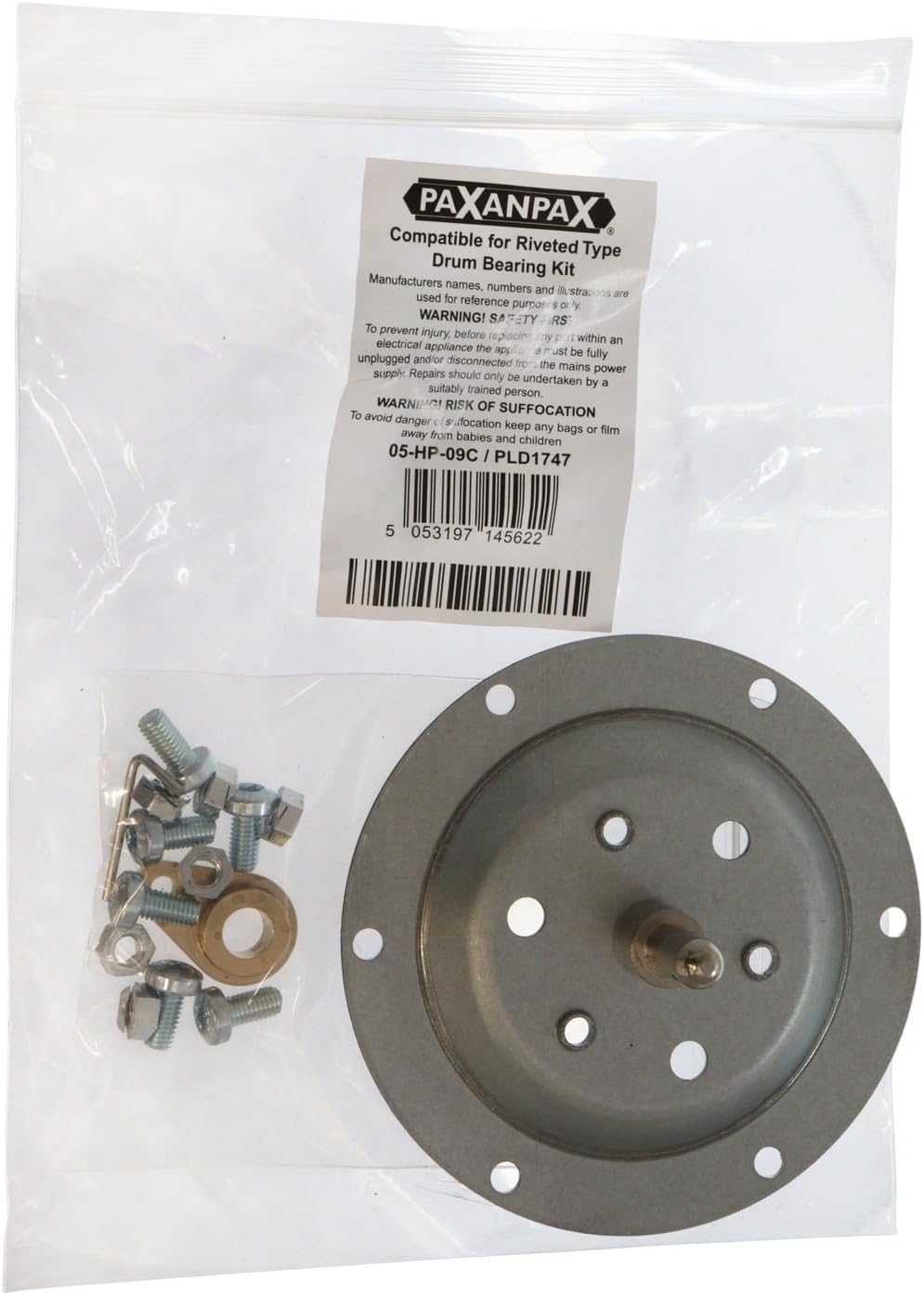 Paxanpax PLD1747 Riveted Tumble Dryer Drum Shaft Bearing Kit Fits Ariston ALE, AS, ASL; Hotpoint VTD; Indesit IS, ISL Series