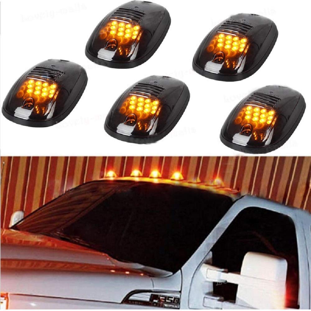Riloer Luci sul tetto della cabina del fumo, 12LED Luci sul tetto ambra, lampada piranha Per auto rimorchi camion, 5 pizze