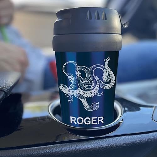 Miniatura 4 de LaserGram 16oz Coffee Travel Mug, Route 66 California, Personalized Engraving Included (Dark Blue)