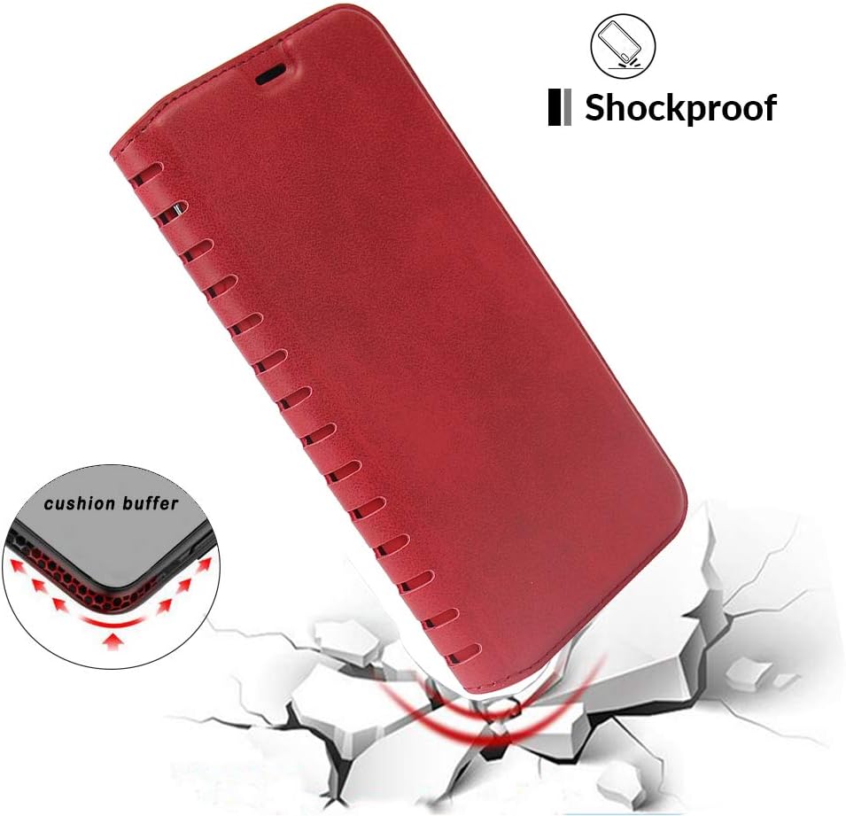 MTRONX for Samsung Galaxy S6 Case, Magnetic Closure Kickstand Card Slot Flip Case Cover, Slim Magnet Vintage Classic Stand Design, PU Leather Soft TPU Wallet Case -Red(MB-RD)