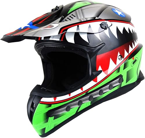 Miniatura 6 de 1Storm - Casco de motocross para adultos BMX MX ATV Dirt Bike Downhill Mountain Bike estilo Monster Shark Racing HKY_SC09S