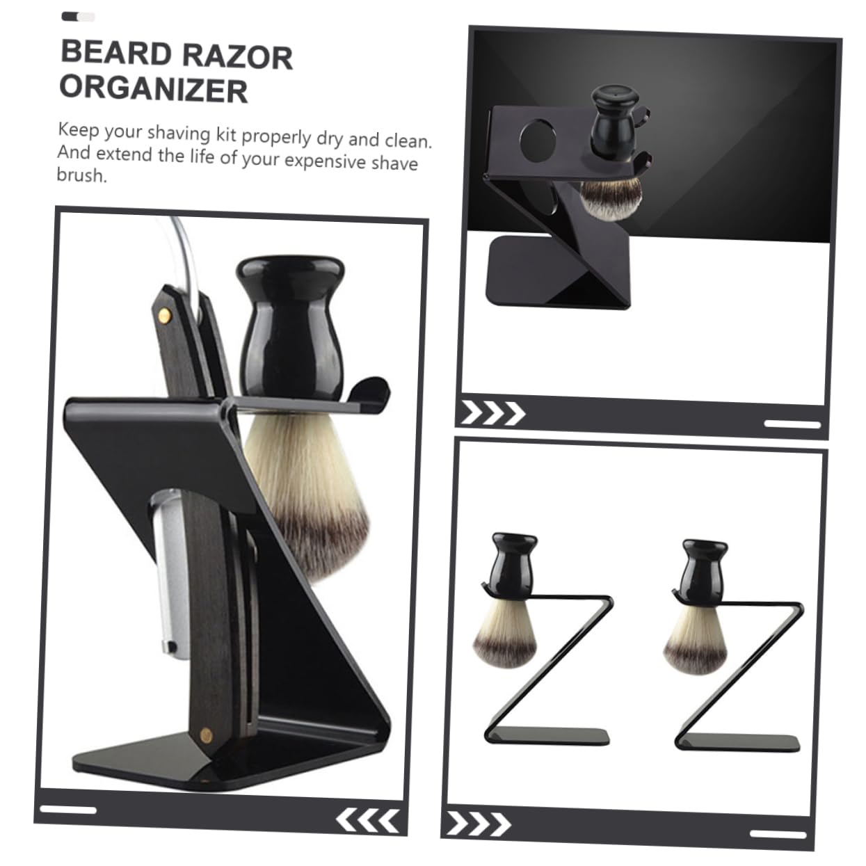 5pezzi Supporto Per Rasoio e Spazzola Da Barba Organizer Da Scrivania Per Rasoi Design Moderno e Funzionale Per Bagno Accessorio Per Della Barba Resistente e Pratico Per Uomini