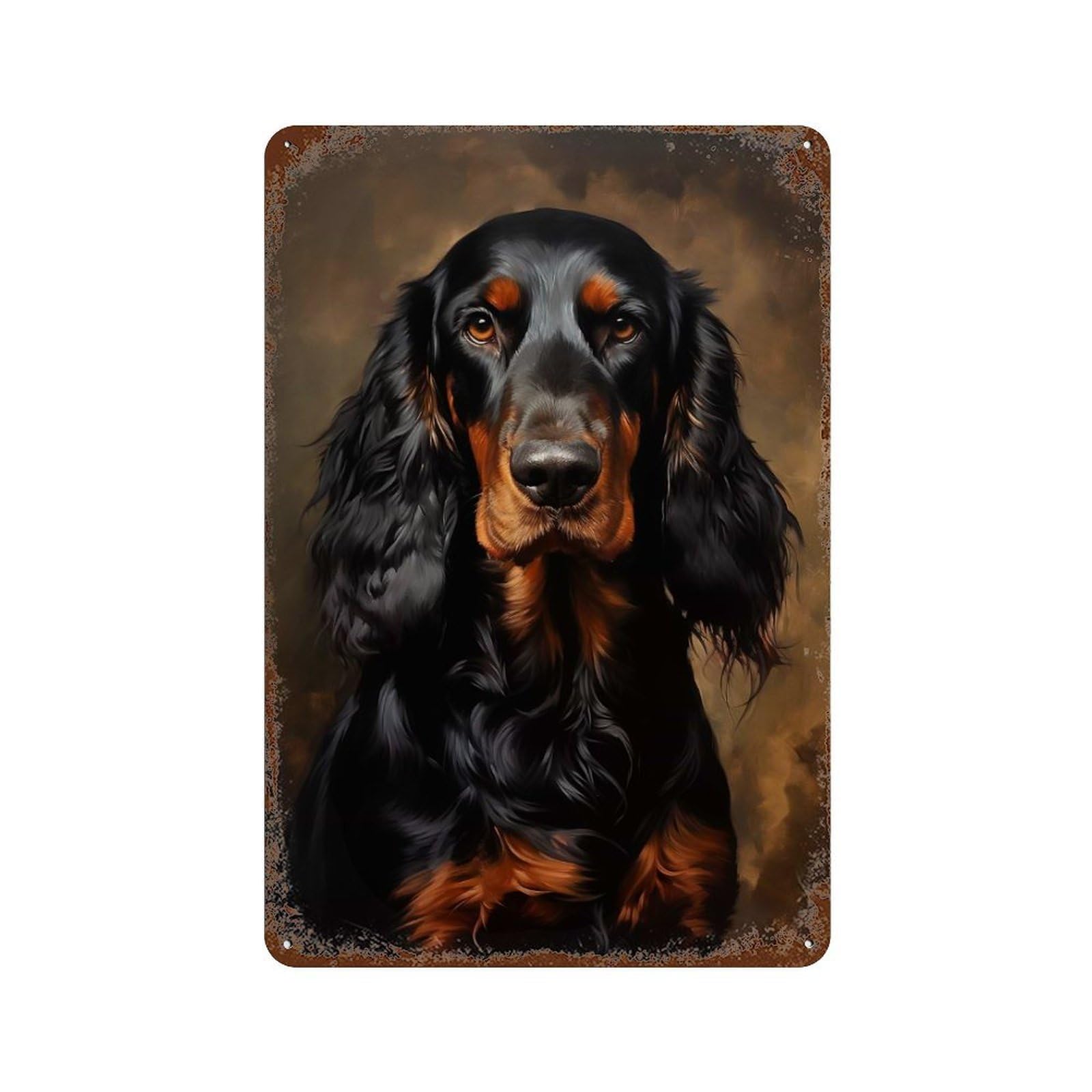 Aged Metal Wall Plaque with Gordon Setter Dog Design 11.8"x7.9", for Basement, Hobby Room And Garage Decor, Classic Wall Plaque