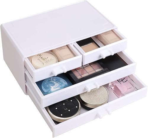 Cq acrylic Organizador de maquillaje apilable y almacenamiento debajo del fregadero, cajones de medicamentos grandes para el cuidado de la piel,