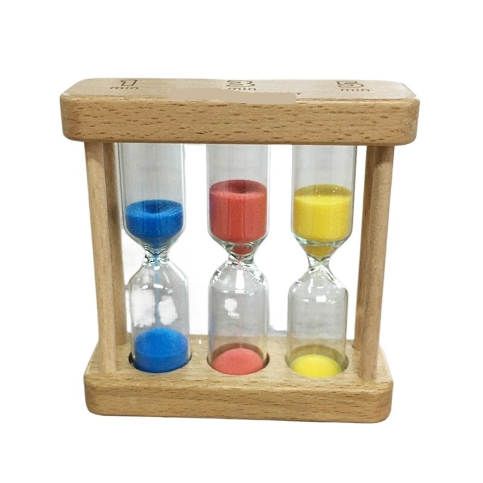 Combinación de 1/3/5 Minutos, Cepillo Reloj Arena Madera, Dientes, Temporizador té, Manualidades Creativas, sincronización Colorida para Casa, Escritorio(Blue Red Yellow)