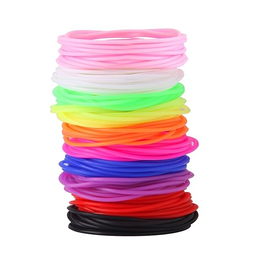 120 Pieces Colorful Silicone Jelly Bracelets Stretchy 80s Gel Gummy Rubber Bracelets Hair Ties for Party Favors, Adults, Women, Kids, Girls (10 Colors)