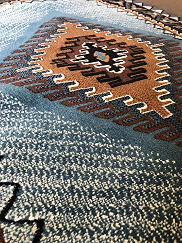 Kingdom Southwest Native American Oval Area Rug Blue Brown Design D143 (3 Feet X 4 Feet 7 Inch) #TOP4