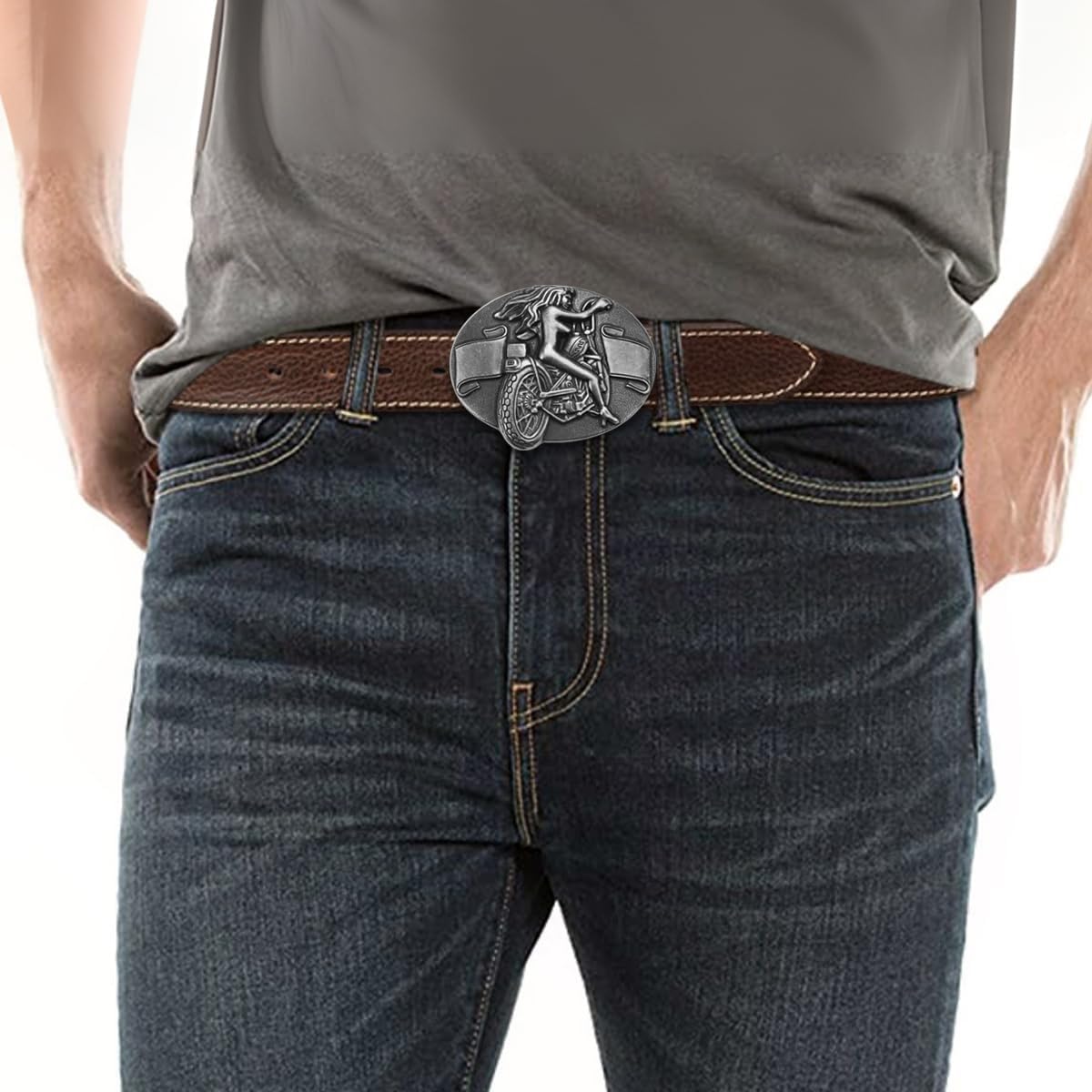 MASOP VOGU Western Belt Buckle for Men Vintage Big Belt Buckles for Cowboy Women Personalized Motorcycle Belt Buckles