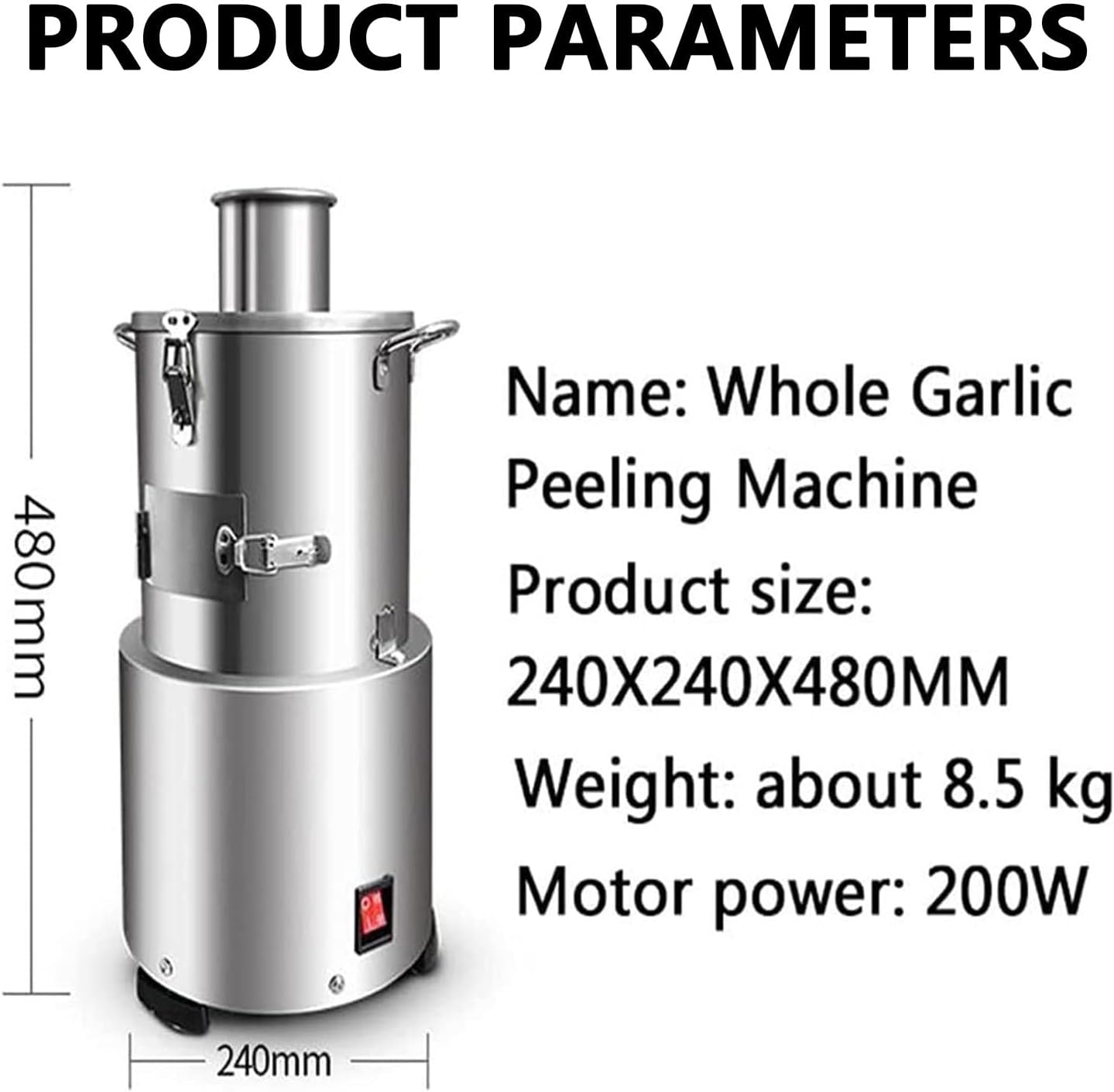 20kg/H Electric Garlic Peeler,One-Touch Switch,10s Quick Rotary Peeling,Stainless Steel Material,Suitable for Peeling Whole Garlic