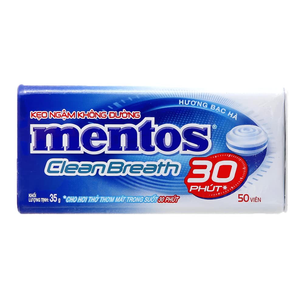Mentos Menthol Clean Breath 30 Minutes Sugarfree Mints, 1.23 oz / 35 g