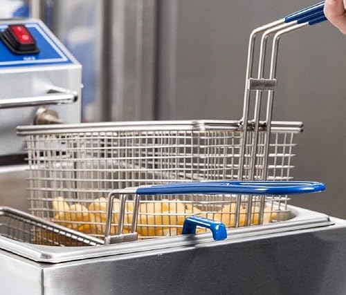 Miniatura 2 de Soro Essentials - Cesta para freír profunda de 13-14 x 5-58 x 5-1116 pulgadas, mango de color azul antideslizante con ganchos frontales, cesta de