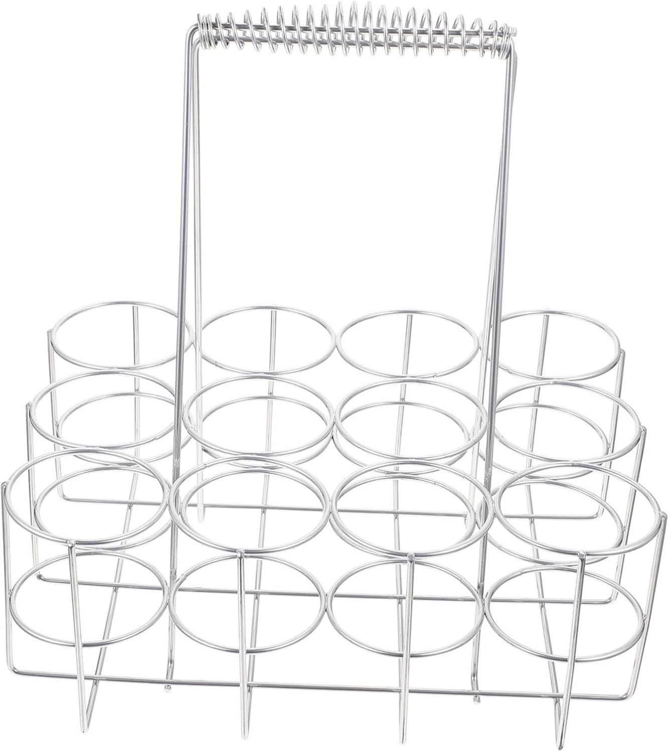 OUNONA 12-Bottle Beer Rack Carrier Iron Beer Holder Handle for Bar and KTV Sturdy Silver Storage Organizer for Home and Parties