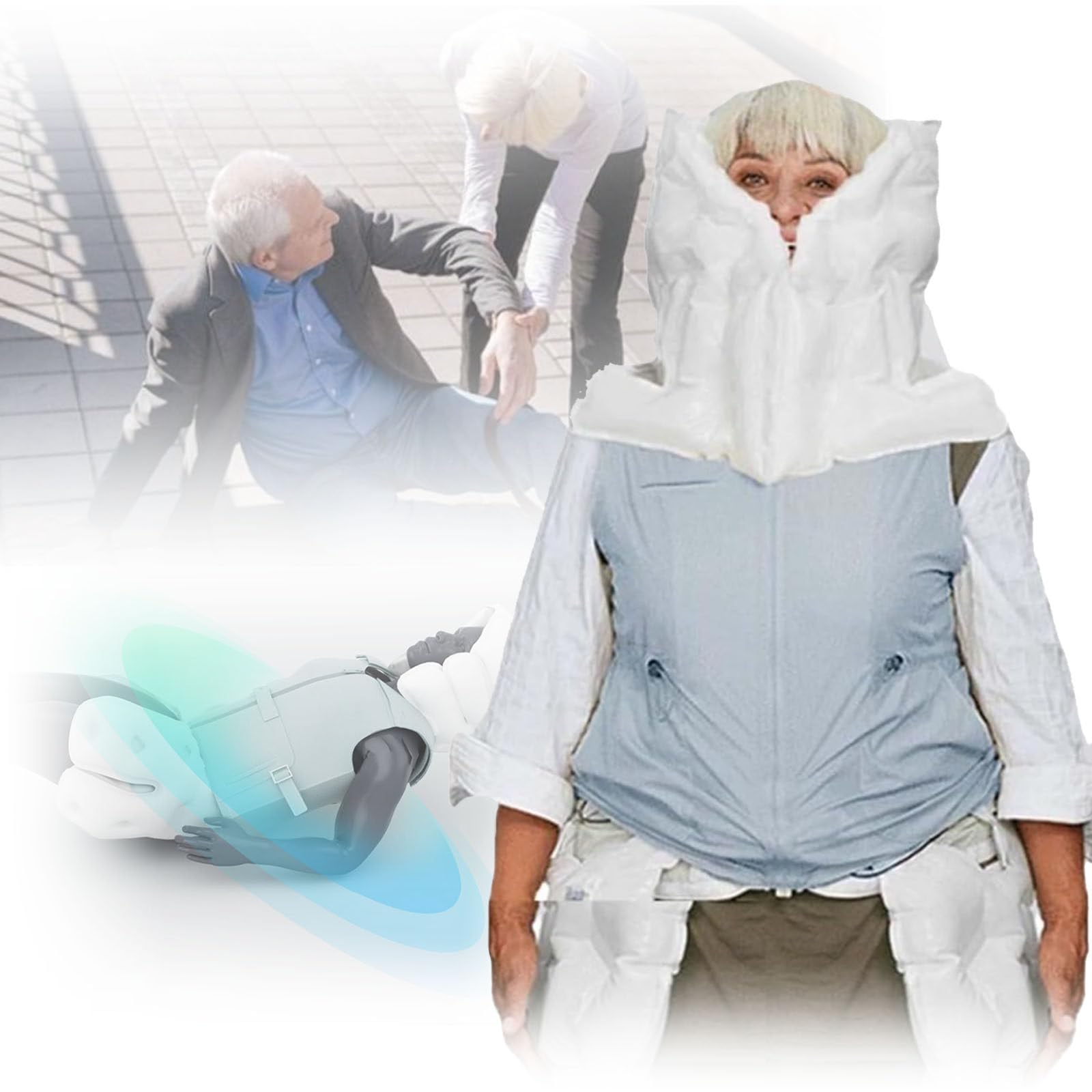 App - Chaleco de protección anticaídas, chaleco protector para ancianos, alarma de monitoreo remoto, función de posicionamiento, ayuda/grabación deportiva, protección completa de 270°, para