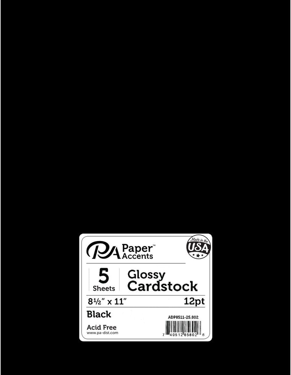 Paper Accents PA Glossy Cardstock 8.5" x 11" Black, 12pt
