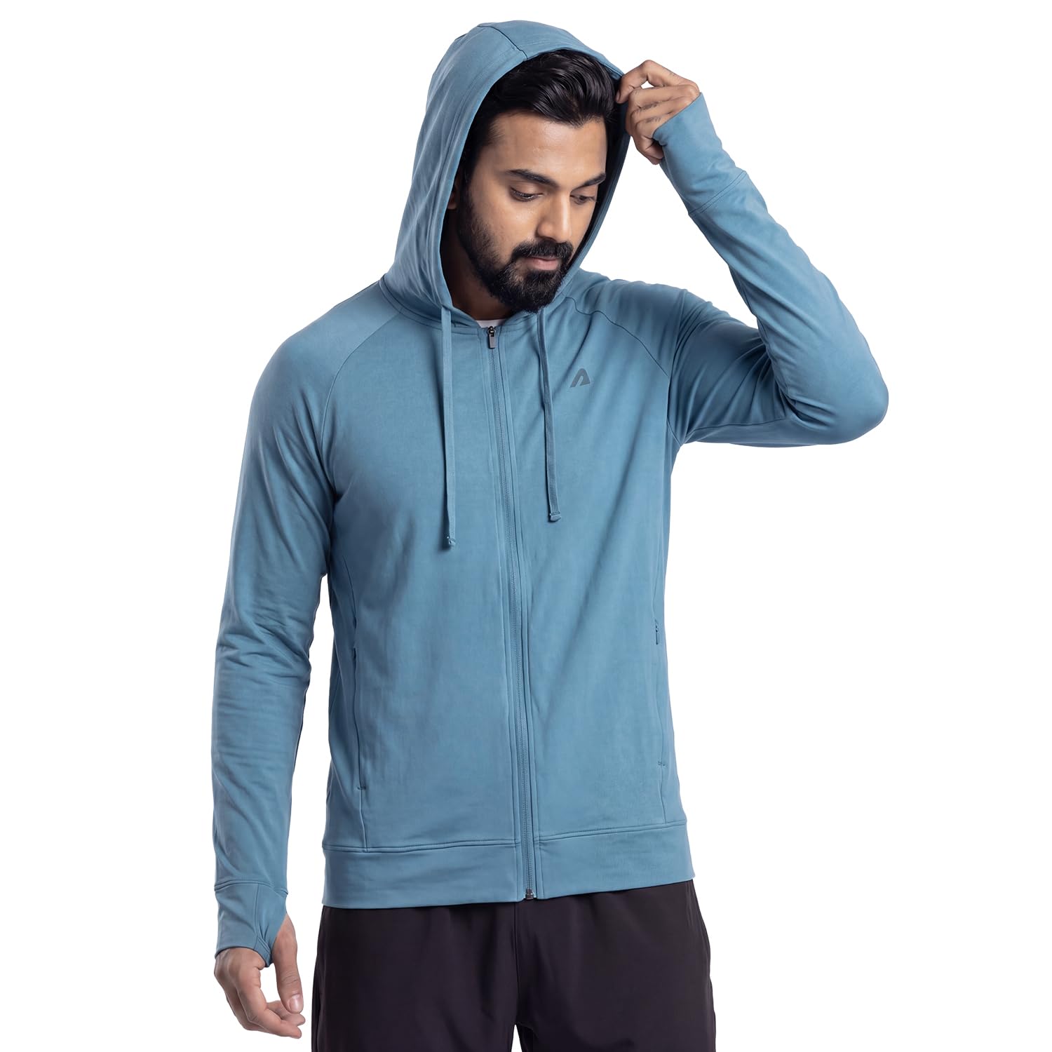Boldfit Sunscreen Jacket for Men Running Jackets for Men Stylish Knitted Full Sleeve Summer UV Protection Summer Jackets for Man Lightweight Mens Jacket Bikers Riding for Sun Protection - Blue XL