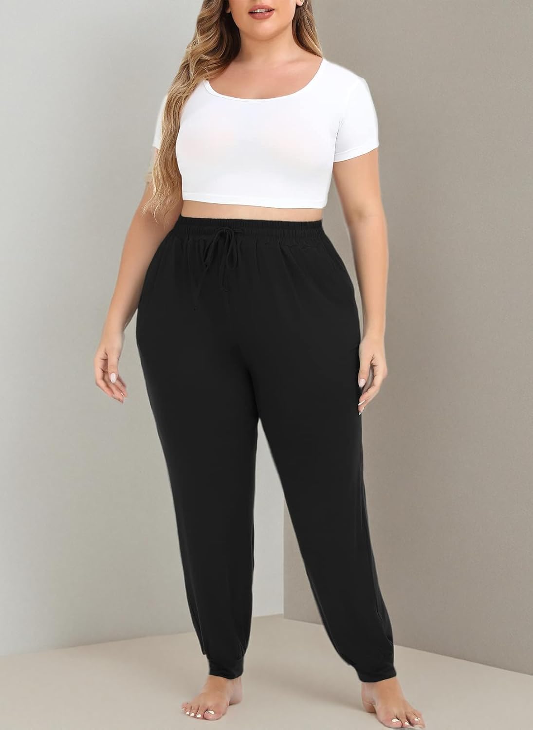 VOGUEMAX Women's Plus Size Comfy Lounge Pants Casual Yoga Sweatpants Sleep Pajama Stretchy Pants with Pockets - Image 6