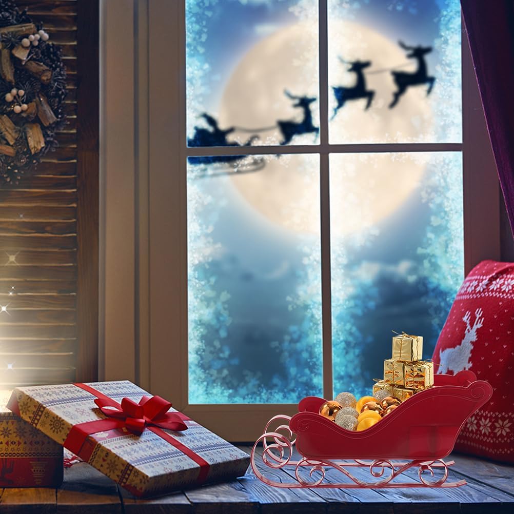 HOMSFOU 3pcs Christmas Sleigh Ornament Miniature Desktop Sled Decor for Holiday Parties Xmas Tree Hanging Decorations Festive Present Adornment