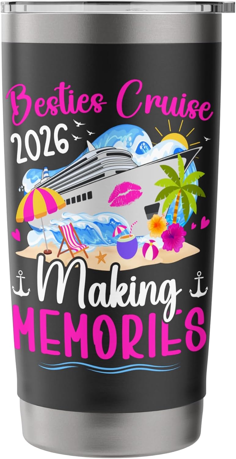 Besties Cruise Trip 2026 Making Memories Besties Cruising Stainless Steel Insulated Tumbler image 3