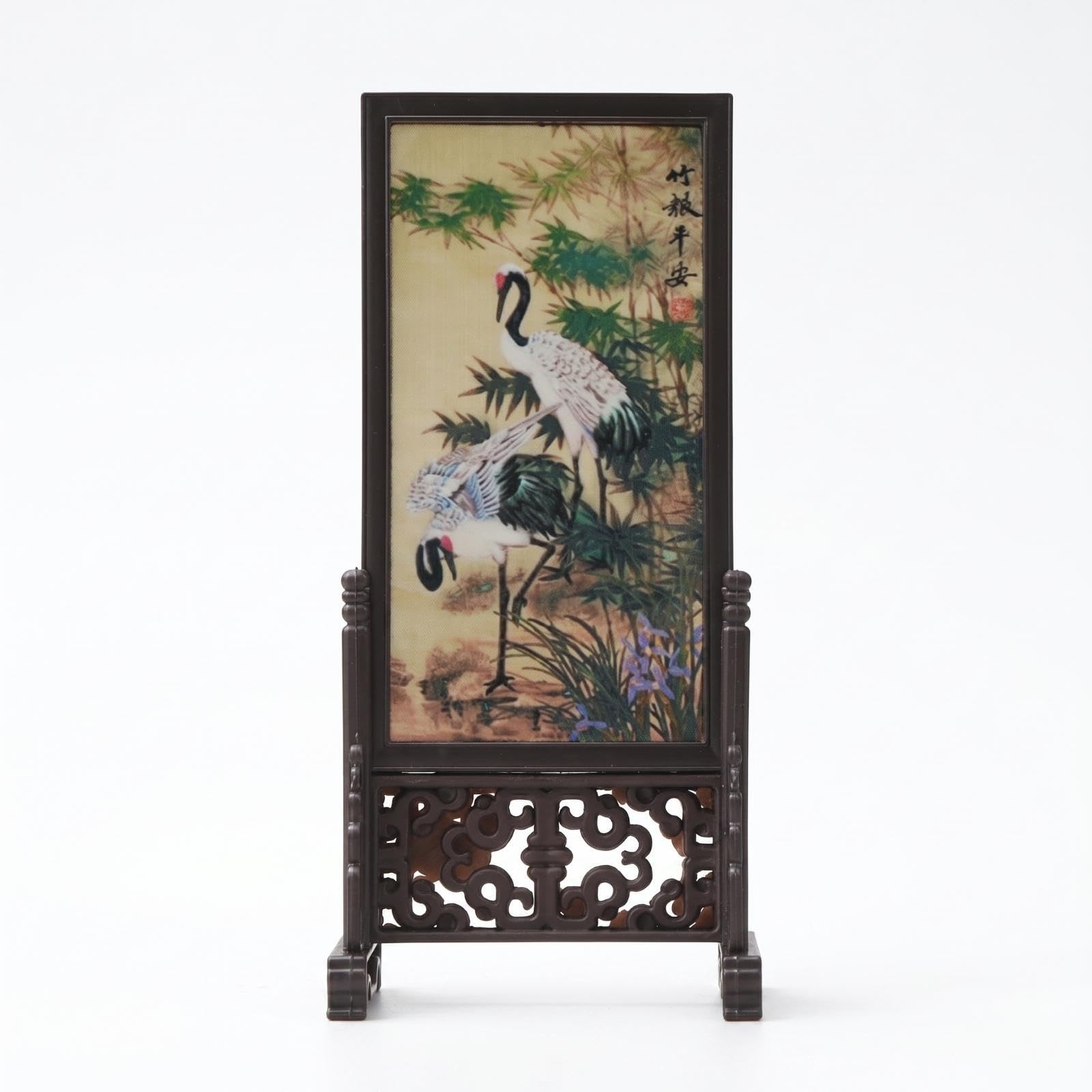 Chinese Style Table Screen Carved Tabletop Decorative Screen Dark Brown Freestanding Display Piece for Living Room, TV Cabinet Vertical Zp09|Home & Garden| Furniture| Entertainment Units-image-13