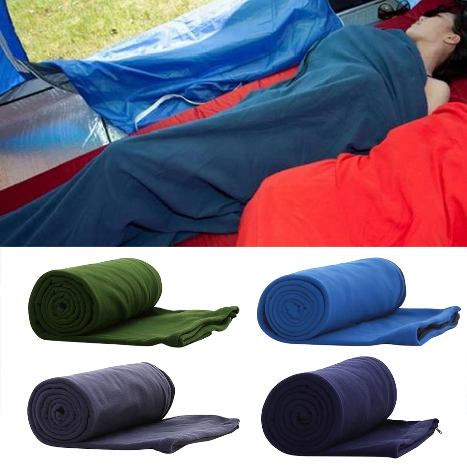 Kisbeibi Fodera leggera per sacco a pelo, per esterni, in pile, per campeggio, viaggi, picnic, aerei, treni.