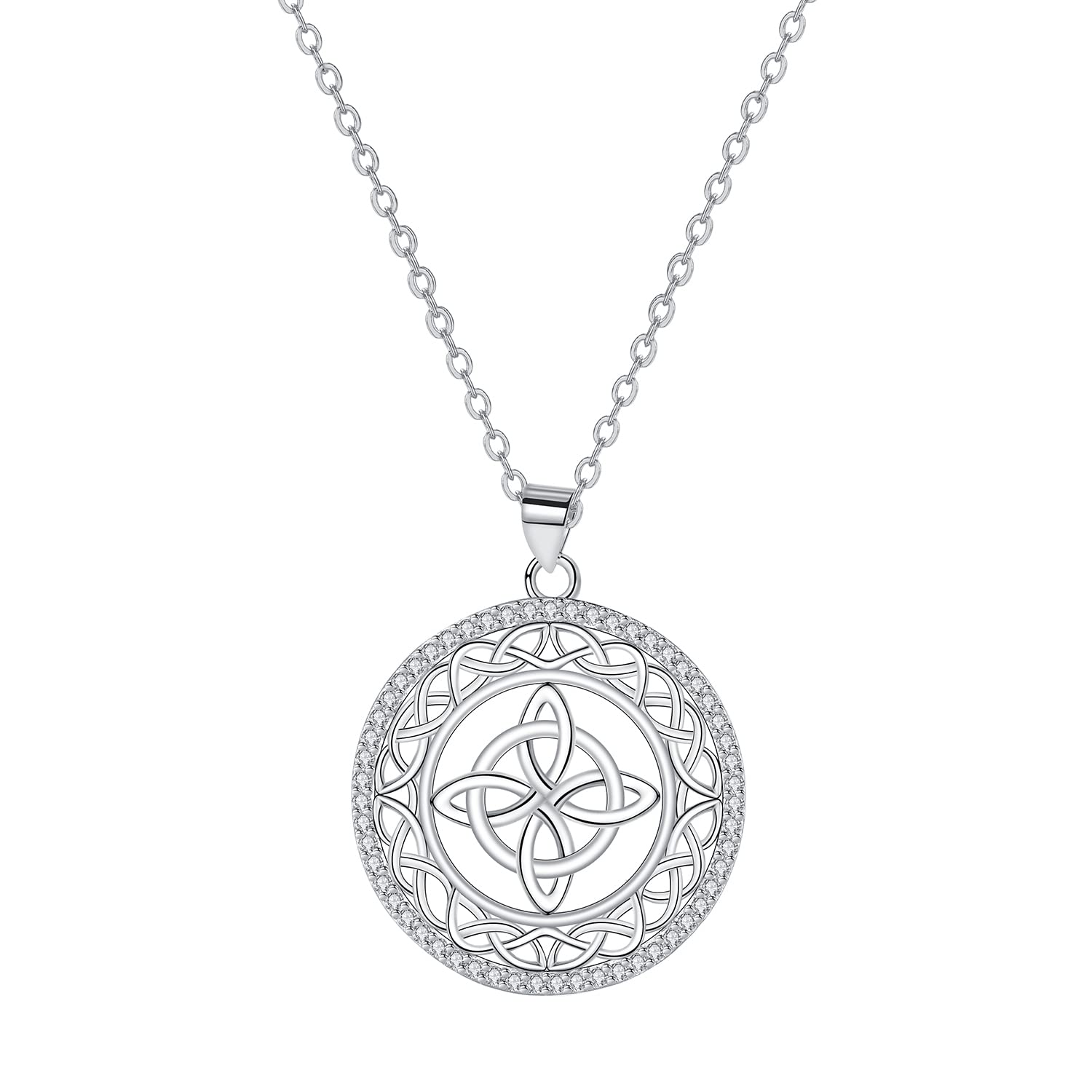 HifeeledCollar Mujer Nudo Celta Plata de Ley 925 Colgante con Cadena Hipoalergénica Ajustable |45cm+5|,Collar Estilo Étnico Regalo Original Mujers Niñas Joyas